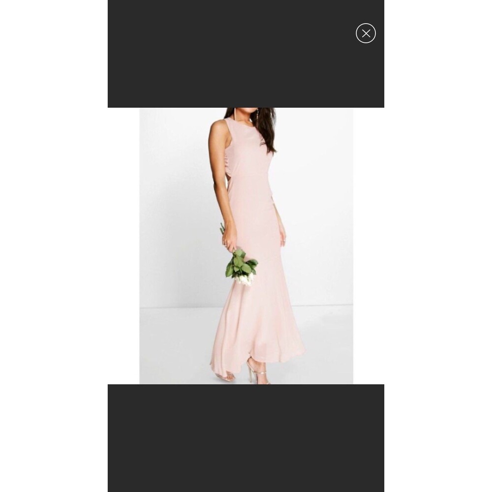 NWT BEIGE Chiffon Open Back Fish Tail Ma